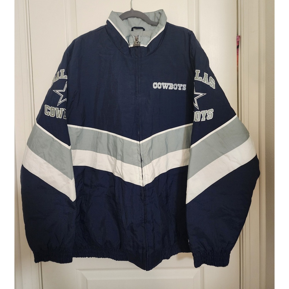 Starter Dallas Cowboys Captain Full Zip Jacket Navy Blue Silver Mens 3XL NWT